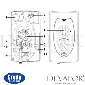 Creda Slimline 620 Electric Shower (2006 - 2009) Spare Parts