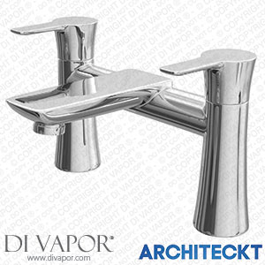 Architeckt CSTAP009B Bathroom Bath Filler Mixer Tap Round Chrome Twin Lever Brass Deck Mounted Modern Spare Parts