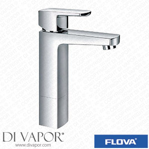 Flova DEMBAS Dekka Mid Height 230Mm Mono Basin Mixer with Slotted Clicker Waste Set Spare Parts