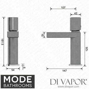 Mode Bathrooms DIXG01 Dixon Gunmetal Basin Mixer Tap with Waste Spare Parts