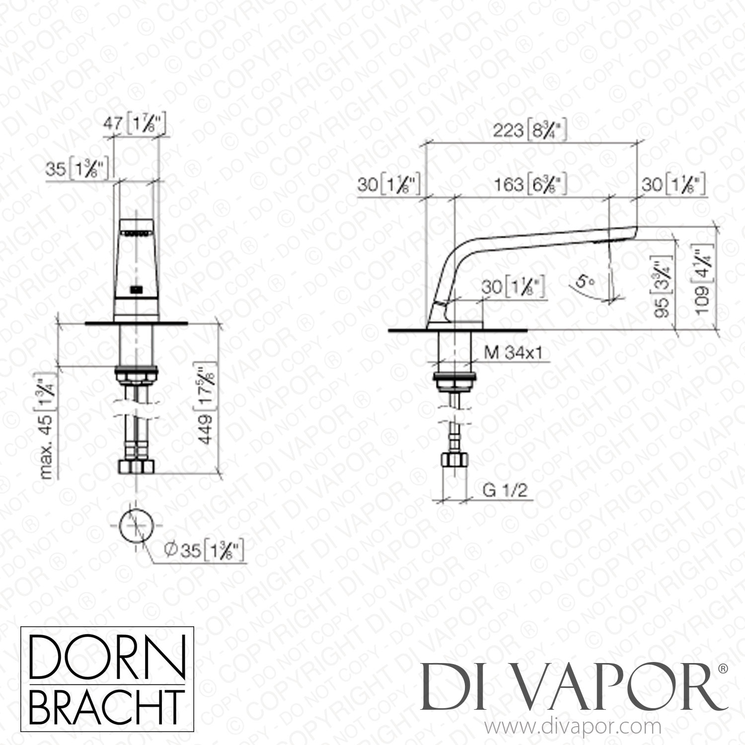 Dornbracht CL 1 Three Hole Basin Mixer Without Pop Up Waste Brushed   Dornbracht Diagram 