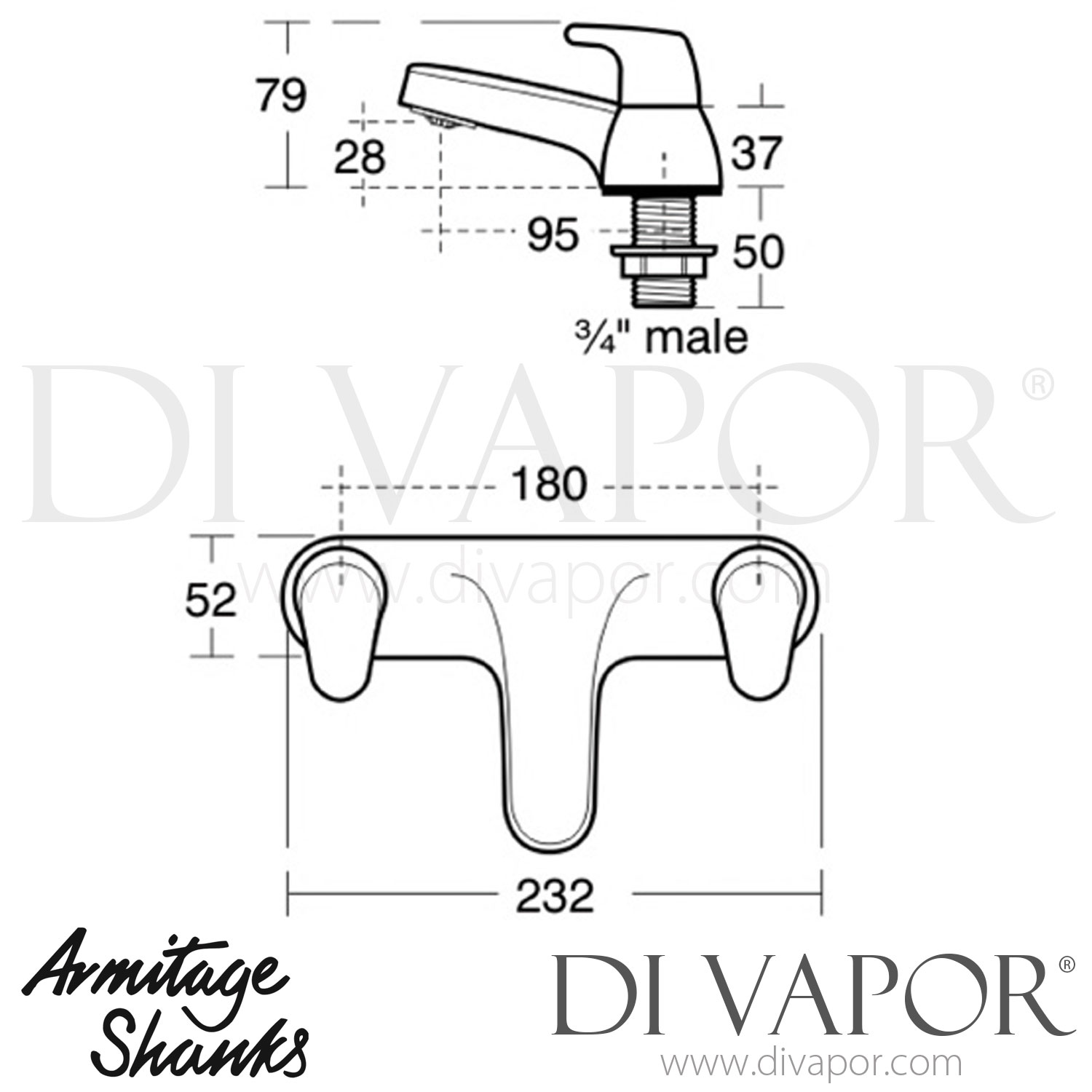 Armitage Shanks E5069AA Sandringham SL Bath Filler Lever Operated Tap ...