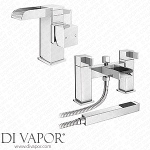 Victorian Plumbing Edge Waterfall Basin + Bath Shower Mixer Tap Pack - EDGEPK Spare Parts