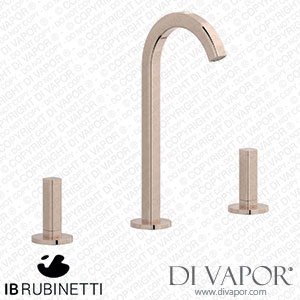 IB Rubinetti EI392RS_1 Elio Three Hole Washbasin Set Complete with Drain 60Degree Cut Spout and Plain Lever Spare Parts