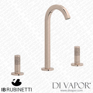 IB Rubinetti EI392RS_2 Elio Three Hole Washbasin Set Complete with Drain 60Degree Cut Spout and Coral Lever Spare Parts