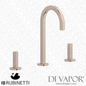 IB Rubinetti EI392RS_3 Elio Three Hole Washbasin Set Complete with Drain Full Arch Spout and Plain Lever Spare Parts