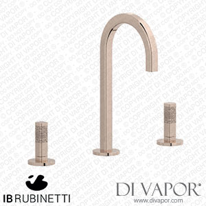 IB Rubinetti EI392RS_4 Elio Three Hole Washbasin Set Complete with Drain Full Arch Spout and Coral Lever Spare Parts