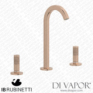 IB Rubinetti EI392SR_2 Elio Three Hole Washbasin Set Complete with Drain 60Degree Cut Spout and Coral Lever Spare Parts