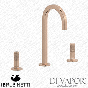 IB Rubinetti EI392SR_4 Elio Three Hole Washbasin Set Complete with Drain Full Arch Spout and Coral Lever Spare Parts