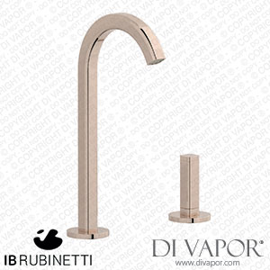 IB Rubinetti EI394RS_1 Elio Washbasin Two Hole Mixer with Hydroprogressive Cartridge Complete with Drain 60Degree Cut Spout and Plain Lever Spare Parts