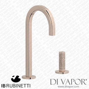 IB Rubinetti EI394RS_4 Elio Washbasin Two Hole Mixer with Hydroprogressive Cartridge Complete with Drain Full Arch Spout and Coral Lever Spare Parts