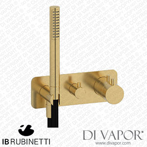 IB Rubinetti EMT613OS Milanotorino Two Ways Wall Shower Thermostatic Valve Complete with Shower Kit Spare Parts