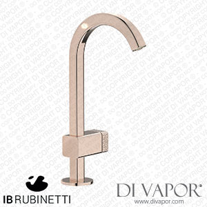 IB Rubinetti EO200RS_2 Elio Washbasin Mono Mixer with Hydroprogressive Cartridge Complete with Drain 60Degree Cut Spout and Coral Lever Spare Parts