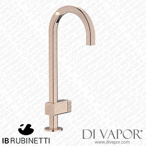 IB Rubinetti EO200RS_4 Elio Washbasin Mono Mixer with Hydroprogressive Cartridge Complete with Drain Full Arch Spout and Coral Lever Spare Parts