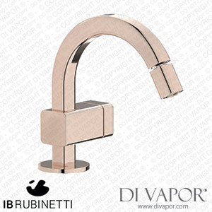 IB Rubinetti EO220RS_1 Elio Bidet Mono Mixer with Hydroprogressive Cartridge Complete with Drain 60Degree Cut Spout and Plain Lever Spare Parts