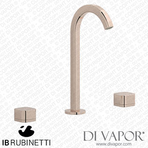 IB Rubinetti EO392RS_1 Elio Three Hole Washbasin Set Complete with Drain 60Degree Cut Spout and Plain Lever Spare Parts