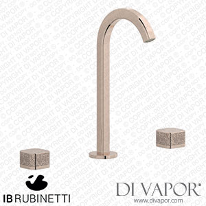 IB Rubinetti EO392RS_2 Elio Three Hole Washbasin Set Complete with Drain 60Degree Cut Spout and Coral Lever Spare Parts