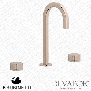 IB Rubinetti EO392RS_3 Elio Three Hole Washbasin Set Complete with Drain Full Arch Spout and Plain Lever Spare Parts