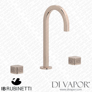 IB Rubinetti EO392RS_4 Elio Three Hole Washbasin Set Complete with Drain Full Arch Spout and Coral Lever Spare Parts