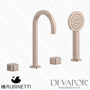 IB Rubinetti EO396RS_1 Elio Four Holes Deck Mounted Bath Filler with Hydroprogressive Cartridge Plain Handle Spare Parts