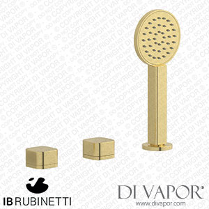 IB Rubinetti EO397IS_1 Elio Three Hole Deck Mounted Bath Filler with Hydroprogressive Cartridge Diverter Shower Kit and Connection To The Tub Filler Outlet Plain Handle Spare Parts