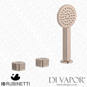 IB Rubinetti EO397RS_2 Elio Three Hole Deck Mounted Bath Filler with Hydroprogressive Cartridge Diverter Shower Kit and Connection To The Tub Filler Outlet Coral Handle Spare Parts