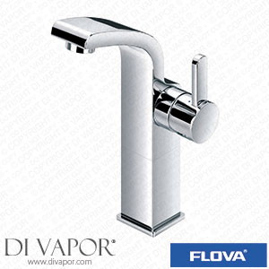 Flova ESMBAS Essence Mid Height 218Mm Mono Basin Mixer with Slotted Clicker Waste Set Spare Parts