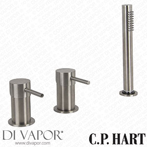 C.P. Hart Spillo Steel Three Hole Bath Mixer with Handshower F3074/1INOX.CPH Spare Parts