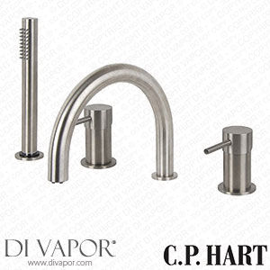 C.P. Hart Spillo Steel Four Hole Bath Mixer with 232mm Spout & Handshower F3074INOX.CPH Spare Parts