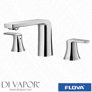 Flova FN3HBAS Fusion 3-Hole Deck Mounted Basin Mixer with Slotted Clicker Waste Set Spare Parts