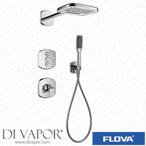 Flova FNT3WPK2-V Fusion Thermostatic Mixer with 3-Outlet Goclick Shower Valve 2-Function Rainshower and Handshower Kit Spare Parts