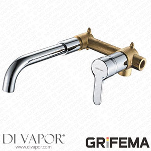 GRIFEMA PORTO-G11503 Wall Mounted Basin Mixer Tap for Bath or Tub with Concealed Brass Body Chrome Spare Parts