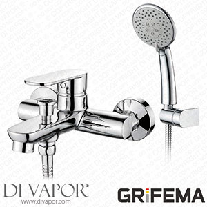 GRIFEMA BERLIN-G13004 Eco Bath/Shower/Tub Mixer Tap Wall Mounted Shower for Bathroom/Bathtub with 1.5m Stainless Steel Hose 5 Funtion Shower Hand and ABS Holder 1/2 Inch Hose Chrome Spare Parts