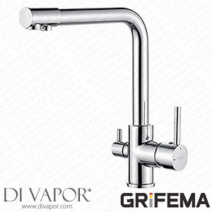 Grifema Grifer?a De Cocina-G4003 3 In1 Kitchen Mixer Tap with Drinking Filtered Water Outlet Dual Lever Water Sink Tap 3/8 Inch Hose Chrome [Energy Class A++] Spare Parts