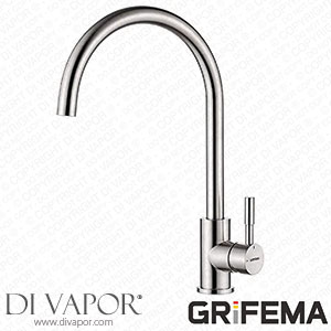 Grifema G4008 Kitchen Tap Single Lever Sink Tap with 360 Degree Flexible Spout High Arc Kitchen Tap Stainless Steel Hot and Cold Kitchen Mixer Tap with 3/8 Inch Hoses Nickle Brushed [Energy Class A+] Spare Parts