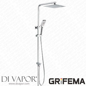 GRIFEMA COLUMNAS-G7006 Square Shower Mixer Set with Stainless Shower Head 3-Function ABS Handheld Shower and 1/2 Inch 1.5M Rubber Hose Pipe Chrome Spare Parts