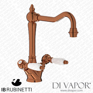 IB Rubinetti HL205RR_2 Hermes + Hermes Elle Monohole Washbasin Mixer with Two Handles Complete with Drain Spare Parts