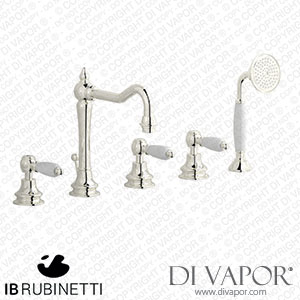 IB Rubinetti HL396PL_2 Hermes + Hermes Elle Five Holes Deck Mounted Bath Filler with Shower Kit Spare Parts