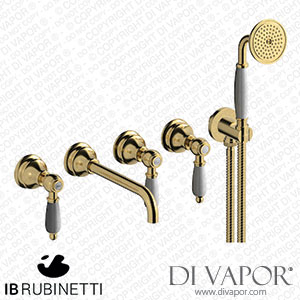 IB Rubinetti HL398OS_2 Hermes + Hermes Elle Five Holes Wall Mounted Bath Filler with Shower Kit Spare Parts