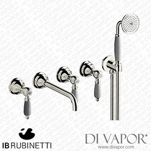 IB Rubinetti HL398PL_2 Hermes + Hermes Elle Five Holes Wall Mounted Bath Filler with Shower Kit Spare Parts