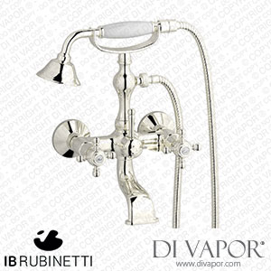 IB Rubinetti HR250PL Hermes + Hermes Elle Wall Mounted Bath Filler Complete with Shower Kit Spare Parts