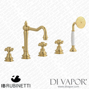 IB Rubinetti HR396OS Hermes + Hermes Elle Five Holes Deck Mounted Bath Filler with Shower Kit Spare Parts