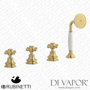 IB Rubinetti HR397OS Hermes + Hermes Elle Four Holes Bath Filler with Overflow Outlet Connection Diverter and Shower Kit Spare Parts