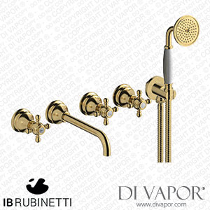 IB Rubinetti HR398OS Hermes + Hermes Elle Five Holes Wall Mounted Bath Filler with Shower Kit Spare Parts