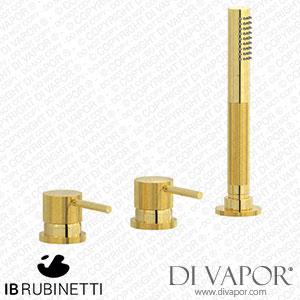 IB Rubinetti ID397OO Industria Three Holes Bath Filler with Overflow Outlet Connection Diverter and Shower Kit Spare Parts