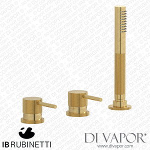 IB Rubinetti ID397OS Industria Three Holes Bath Filler with Overflow Outlet Connection Diverter and Shower Kit Spare Parts