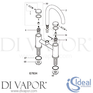 Ideal Standard Affinity Bridge Lever Kitchen Tap Spare Parts - IDL DV 150