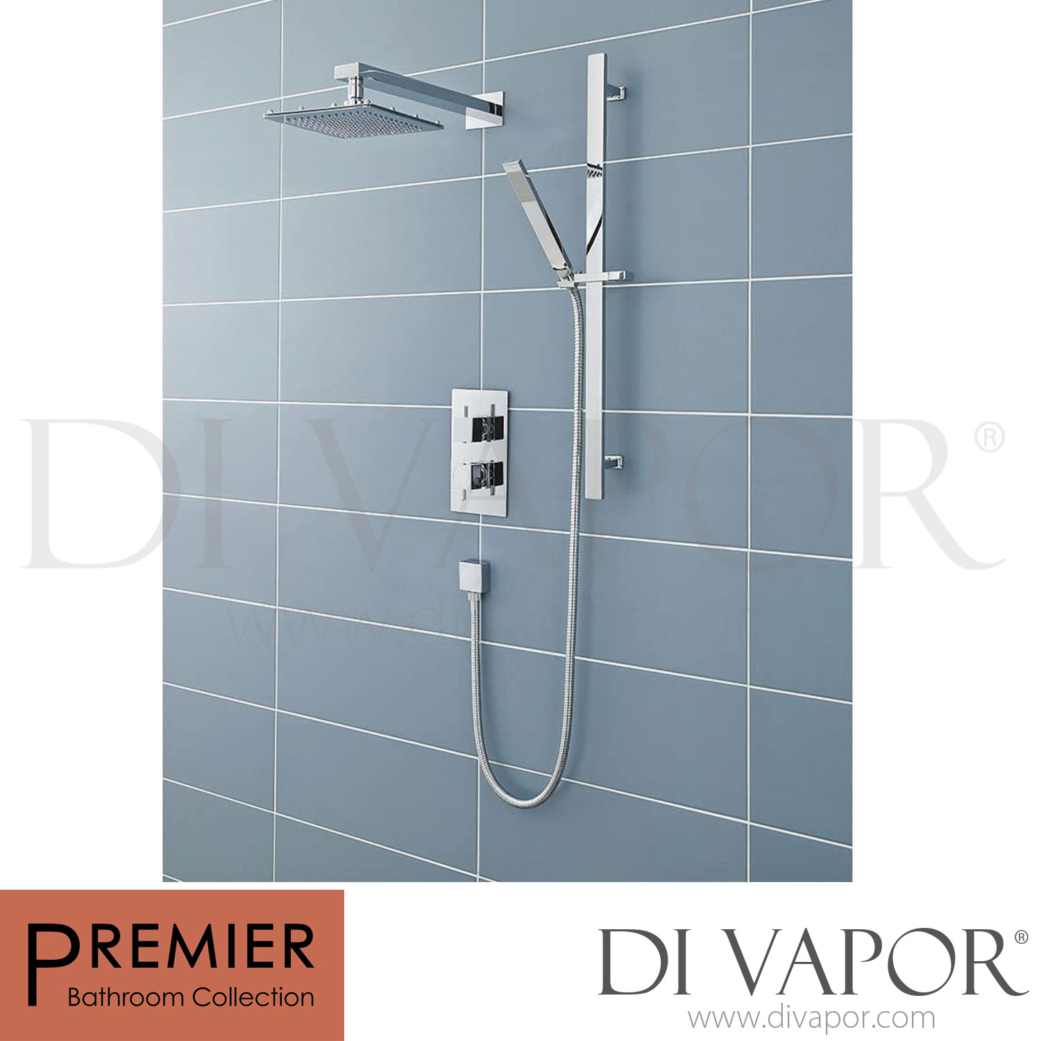 Premier Jty391 Pioneer Square Twin Valve With Built In Diverter And Chrome Plated Abs Trimset 