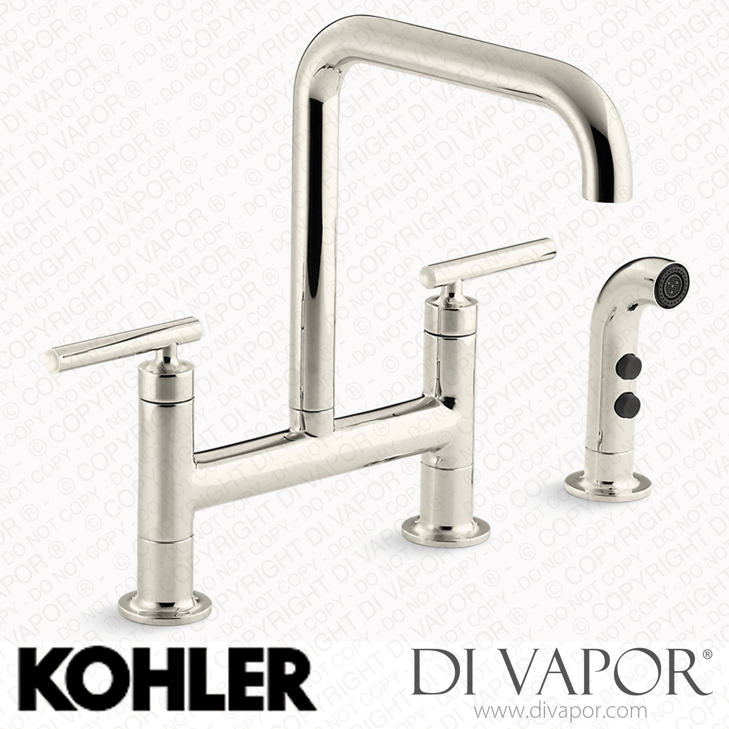 Kohler Two Hole Bridge Kitchen Sink Tap With Side Sprayer K 7548 4 SN   Kohler K 7548 4 SN Spare Parts 