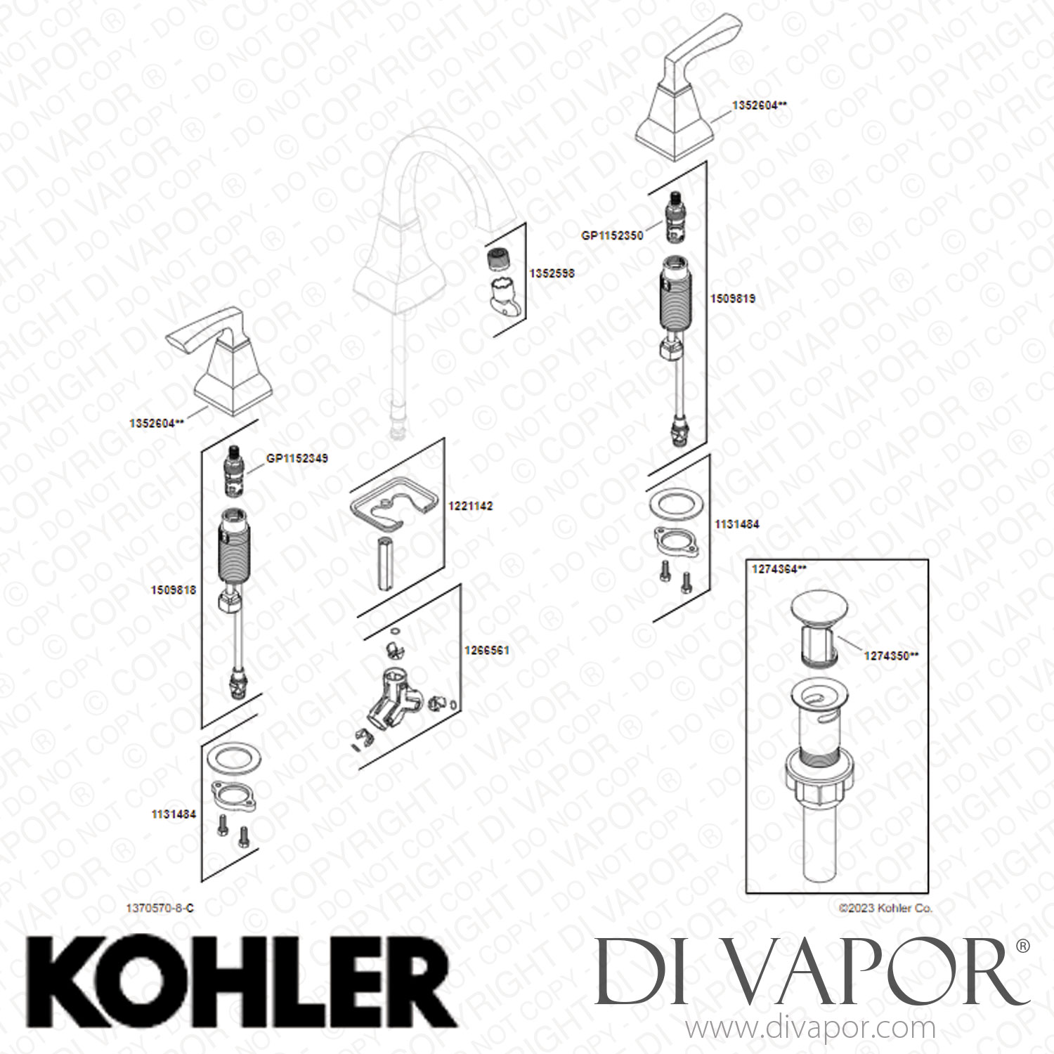 Kohler Widespread Bathroom Sink Tap 1 2 GPM K R24056 4D 2BZ Spare Parts   K R24056 4D 2BZ Spare Diagram 